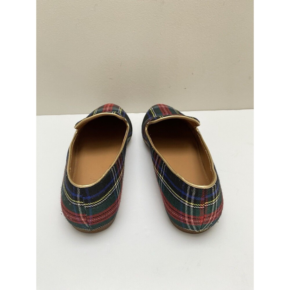 J. CREW AT839 Size 5.5. Women’s Holiday Red Tartan Plaid Smoking Loafers Flats - Picture 3 of 8